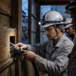 改修工事するシルバ電設スタッフ