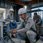 LAN工事をするシルバ電設スタッフ